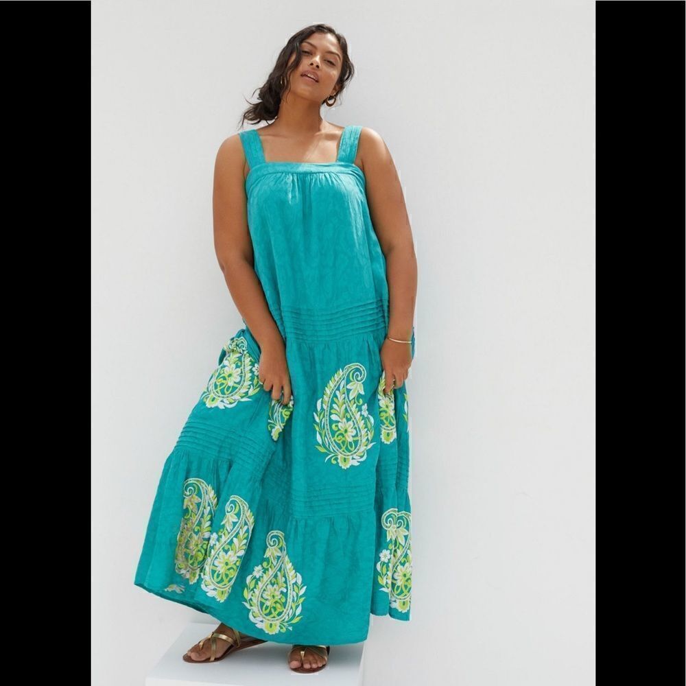 Anthropologie Felicity Embroidered Maxi Dress Size S